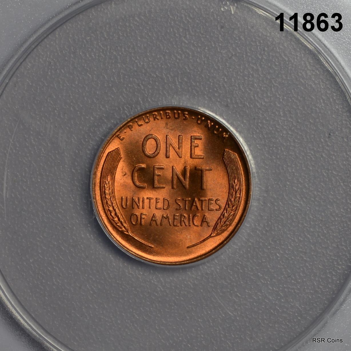 1947 D LINCOLN CENT ANACS CERTIFIED MS66 RD! FINE RED! #11863