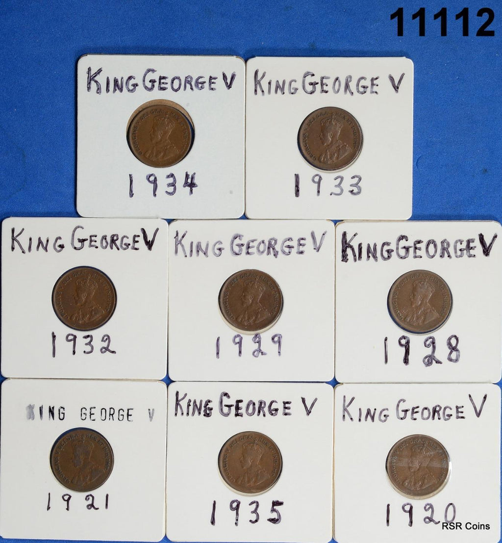 CANADA KING GEORGE V LOT 8 CENTS 1920,21,28,29,32,33,34,35 VF-AU! #11112