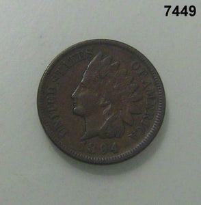 1894 INDIAN HEAD CENT VF! #7449