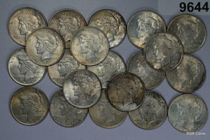 ROLL OF 20 PEACE SILVER DOLLARS XF-AU+ NICE COINS! #9644