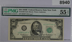 $50 1950 B FEDERAL RESERVE NOTE NEW YORK FR#2109-B PMG CERTIFIED 55 EPQ #8940