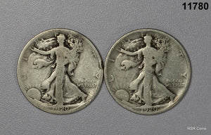 1920 P&S WALKING LIBERY HALF GOOD+ 2 COIN SET SCARCE!! #11780