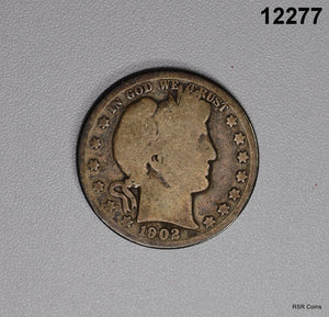 1902 O BARBER HALF GOOD/AG BETTER DATE #12277