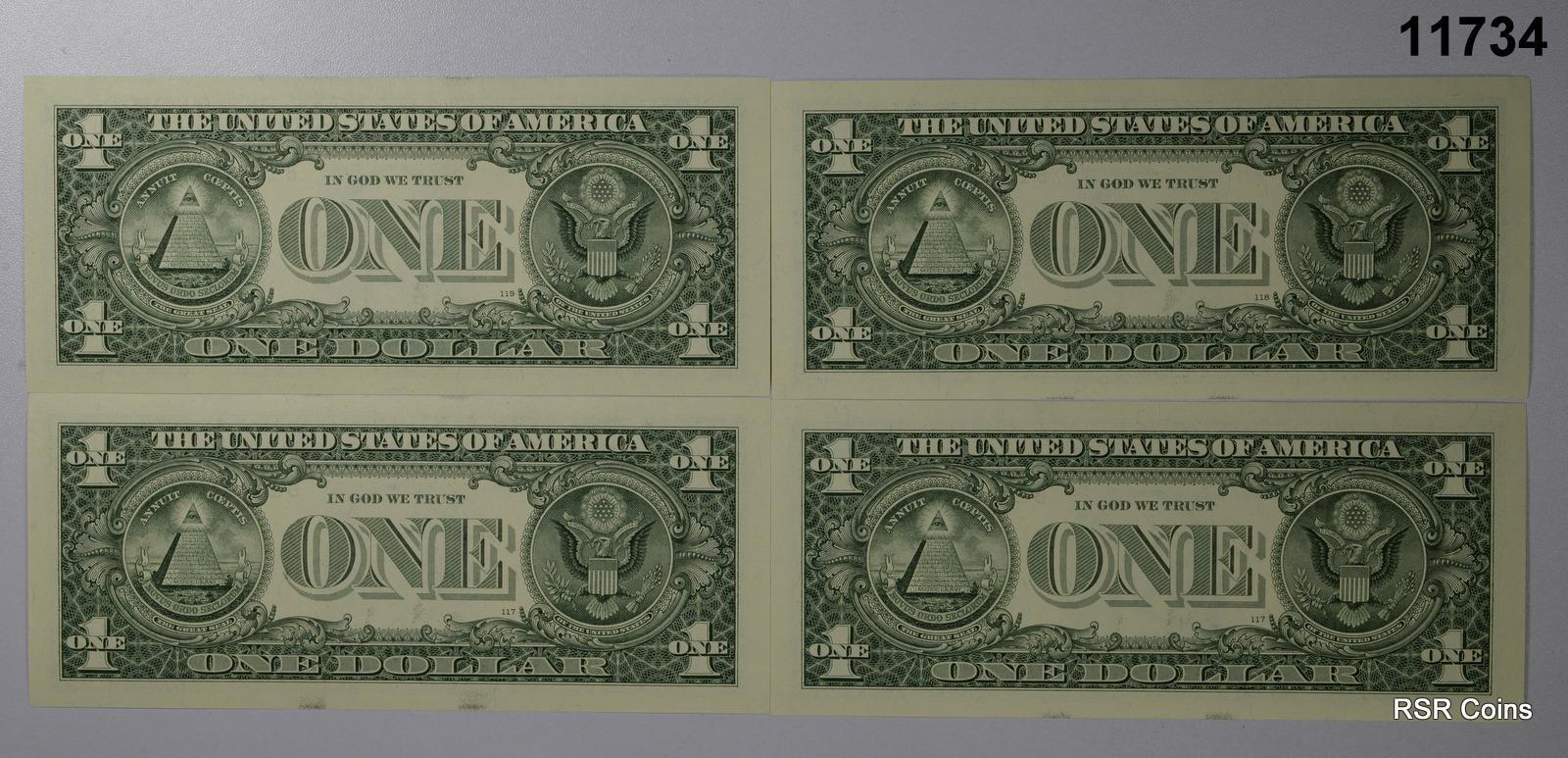2003 (4) FOUR FEDERAL RESERVE NOTE SEQUENTIAL SERIAL NUMBERS CU! #11734
