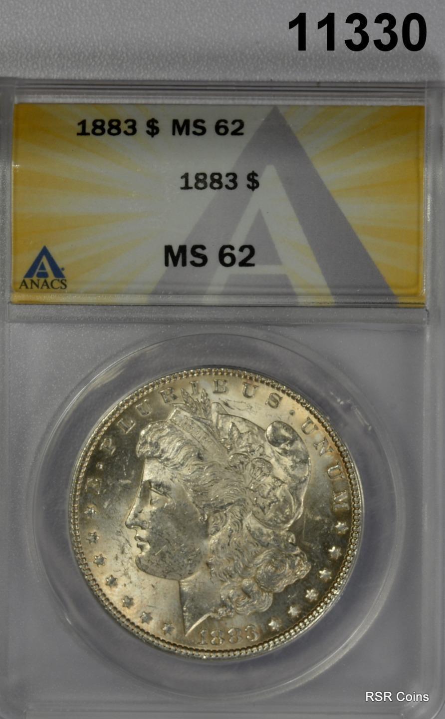 1883 MORGAN SILVER DOLLAR ANACS CERTIFIED MS62 NICE GOLDEN! #11330