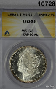 1882 S MORGAN SILVER DOLLAR ANACS CERTIFIED MS63 PL CAMEO!! #10728