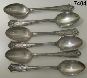 16.50 TROY OZ WINTROP BY TIFFANY CO STERLING SILVER SPOONS (6) MONOGRAM H #7404