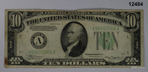 1934 A $10 GREEN SEAL BOSTON FINE! #12485