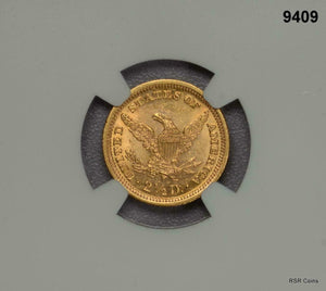 1898 $2 1/2 GOLD LIBERTY MINTAGE 24,000! NGC CERTIFIED MS63!! FLASHY! #9409