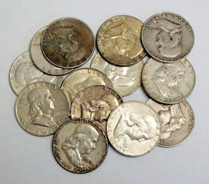 Roll of 20 Circulated 90% Silver Franklin Half Dollars NICE ROLL DEL.