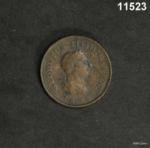 1806 BRITISH FARTHING SLIGHT REVERSE DAMAGE #11523