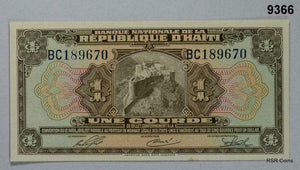 HAITI 1 GOURDE 1919 NOTE CU! #9366