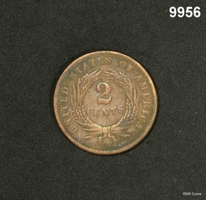 1867 2 CENT PIECE VF CLEANED #9956
