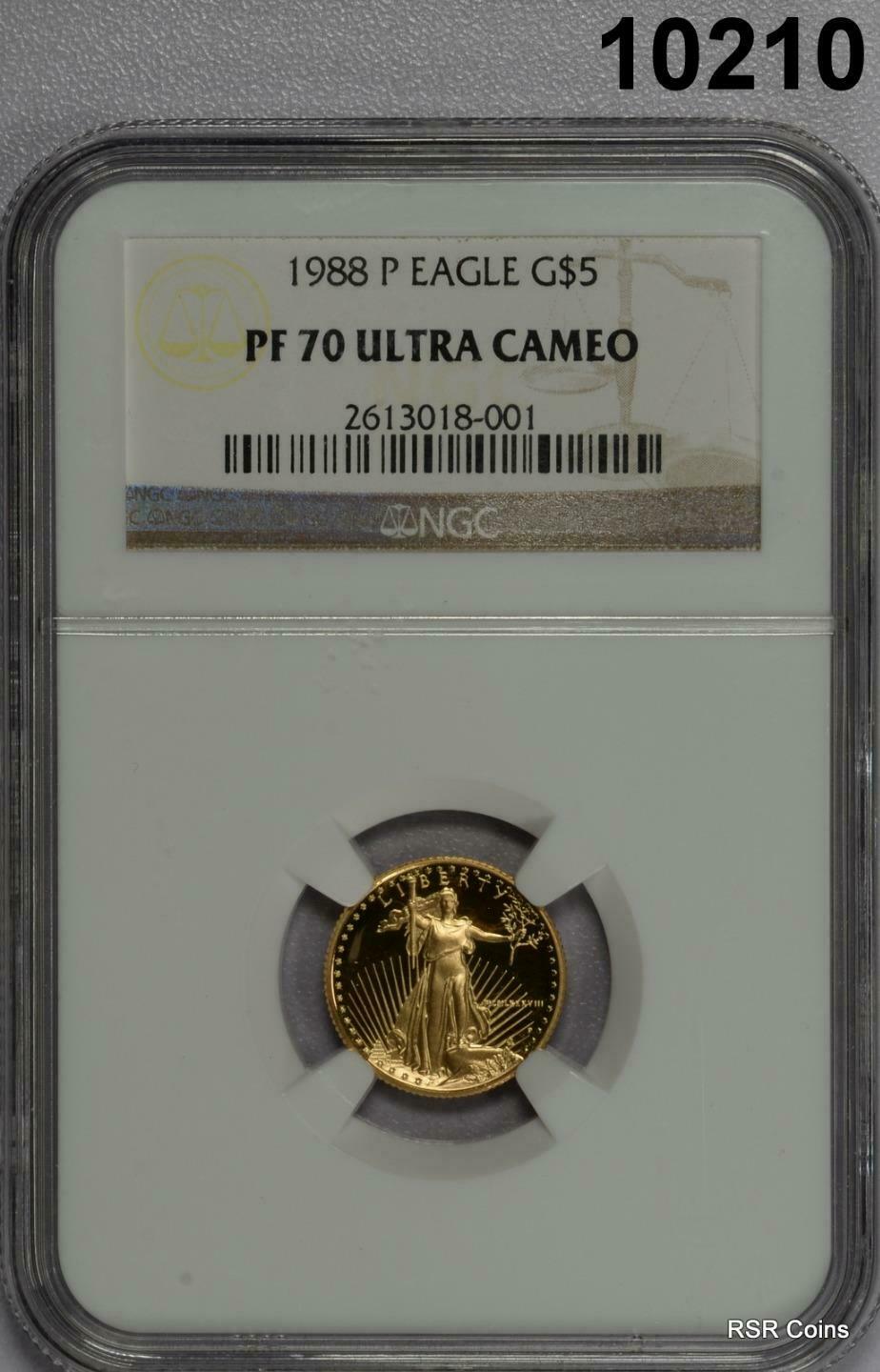1988 P G $5 GOLD EAGLE NGC CERTIFIED PF70 ULTRA CAMEO NICE! #10210