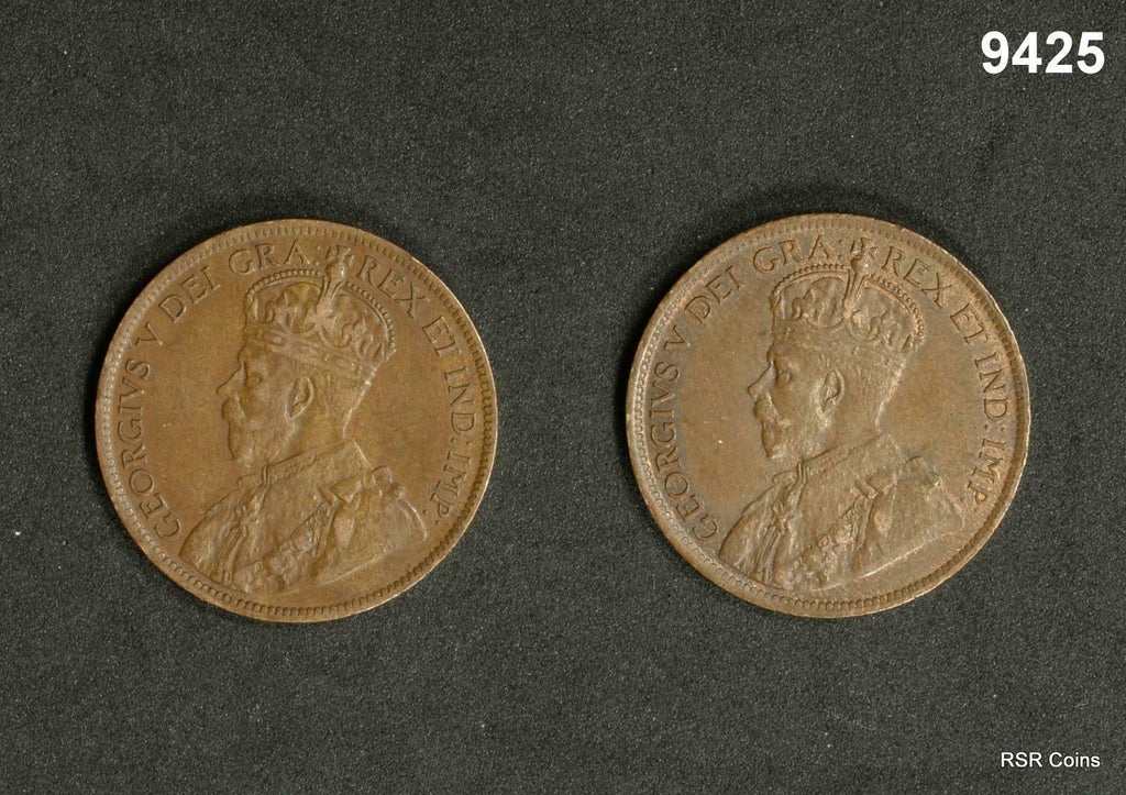 1917 & 1919 CANADA ONE CENTS 2 COIN LOT XF-AU NICE!! #9425