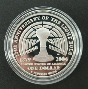 2004-P Thomas A. Edison Commemorative 90% Silver Dollar GEM Proof CAPSULE #7175