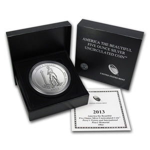 2013-P ATB PERRY's MEMORIAL 5 Oz SILVER SPECIMEN COIN BOX & COA GEM B.U. !!!!!!