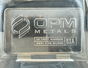 OPM METALS - 10 OZ SILVER BAR. 999 FINE (A1D004446) sealed GEM BAR!!