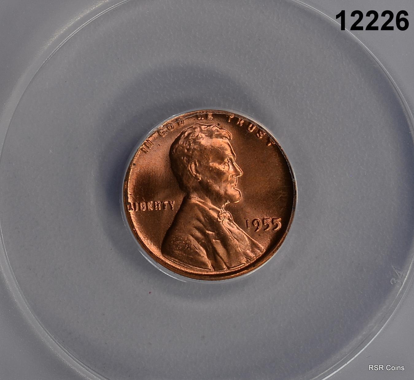 1955 LINCOLN CENT ANACS CERTIFIED MS66 RED #12226