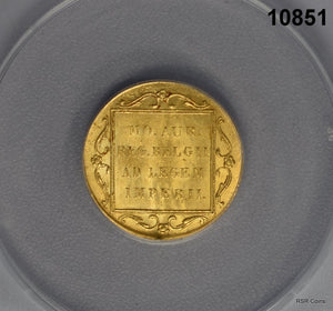 1928 NETHERLANDS GOLD DUCAT ANACS CERTIFIED MS60 #10851