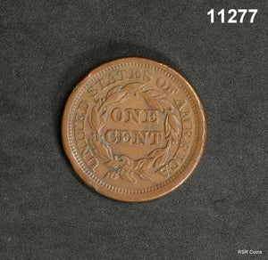 1853 BRAIDED HAIR LARGE CENT AU #11277