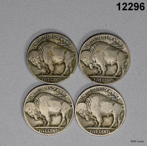 4  COIN BUFFALO NICKEL LOT: 1916, 17, 24D, 16S G-VG! #12296