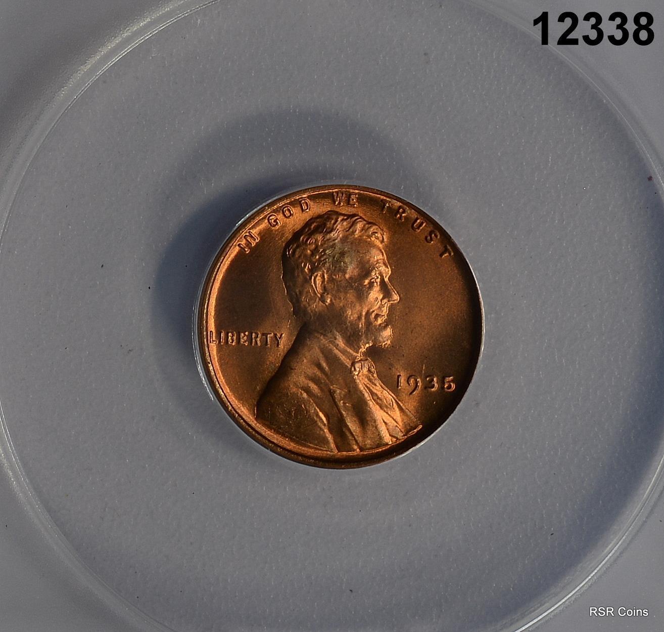 1935 LINCOLN CENT ANACS CERTIFIED MS66 RD FINE RED!! #12338