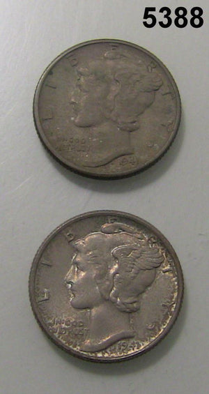 1941 D & S 2 COIN MERCURY DIMES TONED BU! #5388
