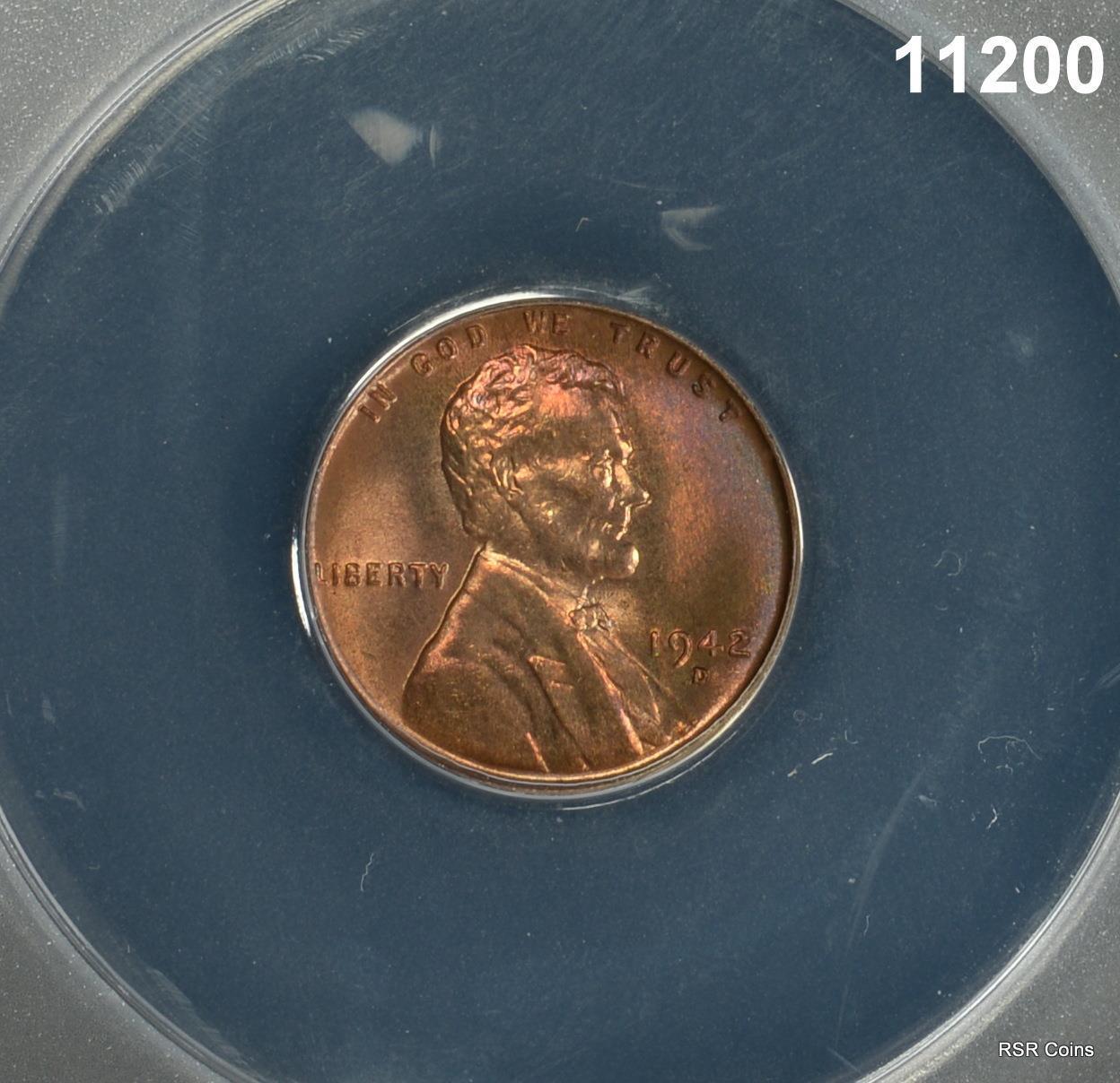 1942 D LINCOLN CENT ANACS CERTIFIED MS64 RB! #11200