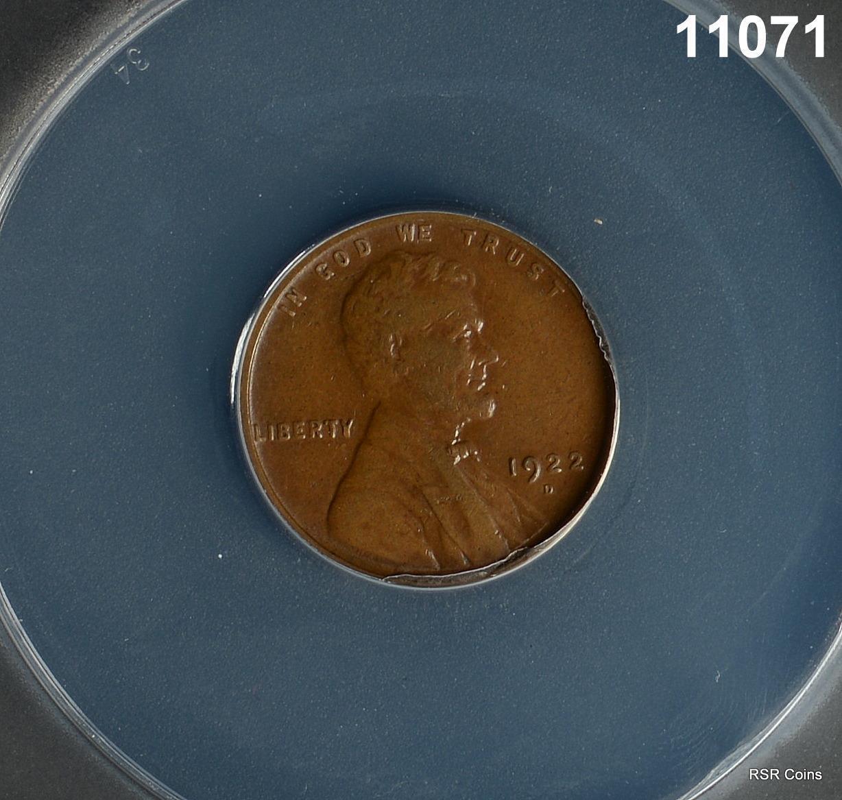 1922 D LINCOLN CENT ANACS CERTIFIED VF25 #11071