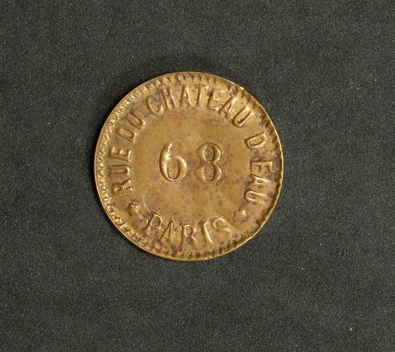 BROTHEL TOKEN GABRIELLE MODELE 68 RUE DU CHATEAU D'EAU PARIS 1.114G 22MM #10374