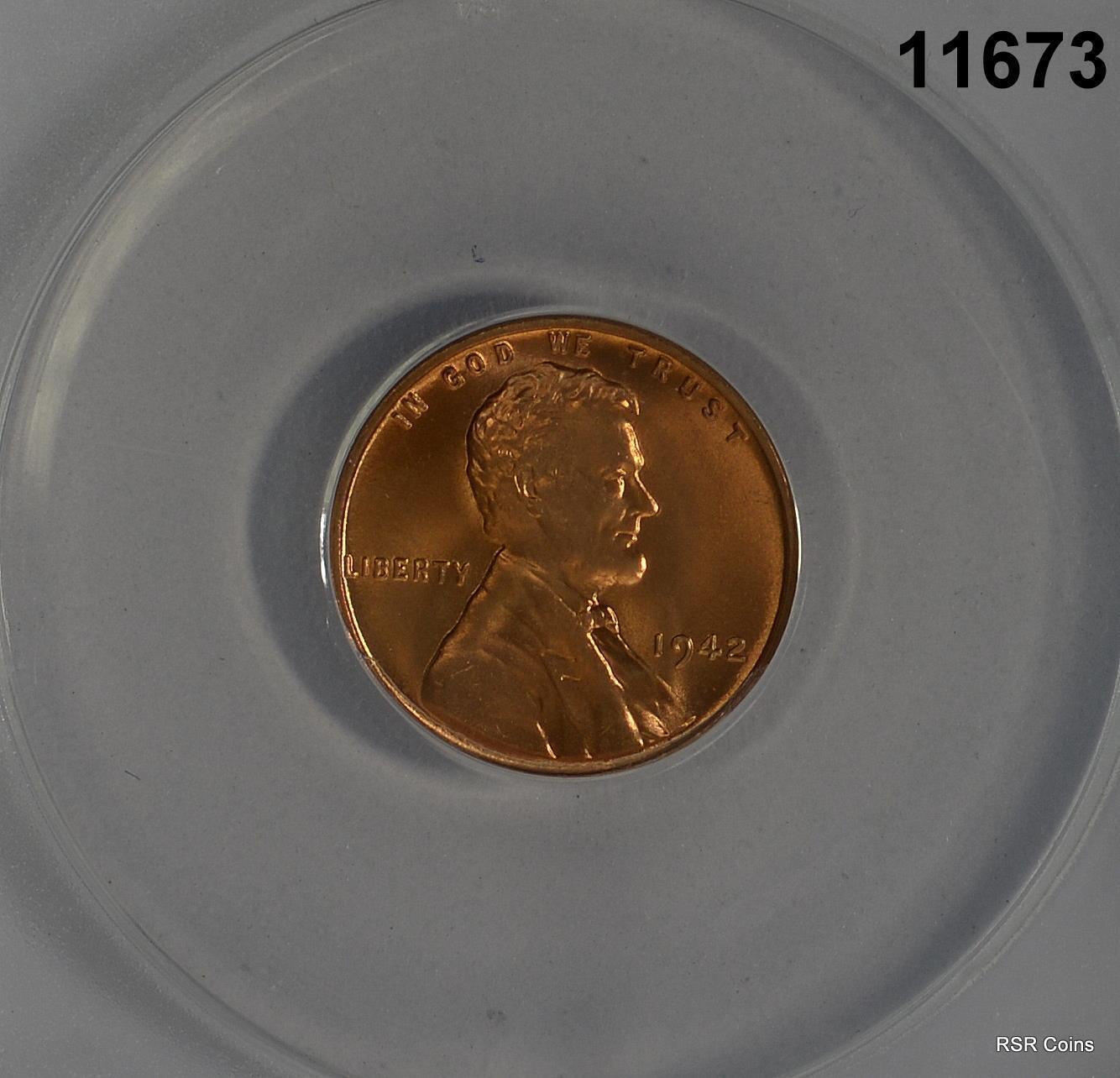 1942 LINCOLN WHEAT CENT ANACS CERTIFIED MS67 RED FLASHY! #11673