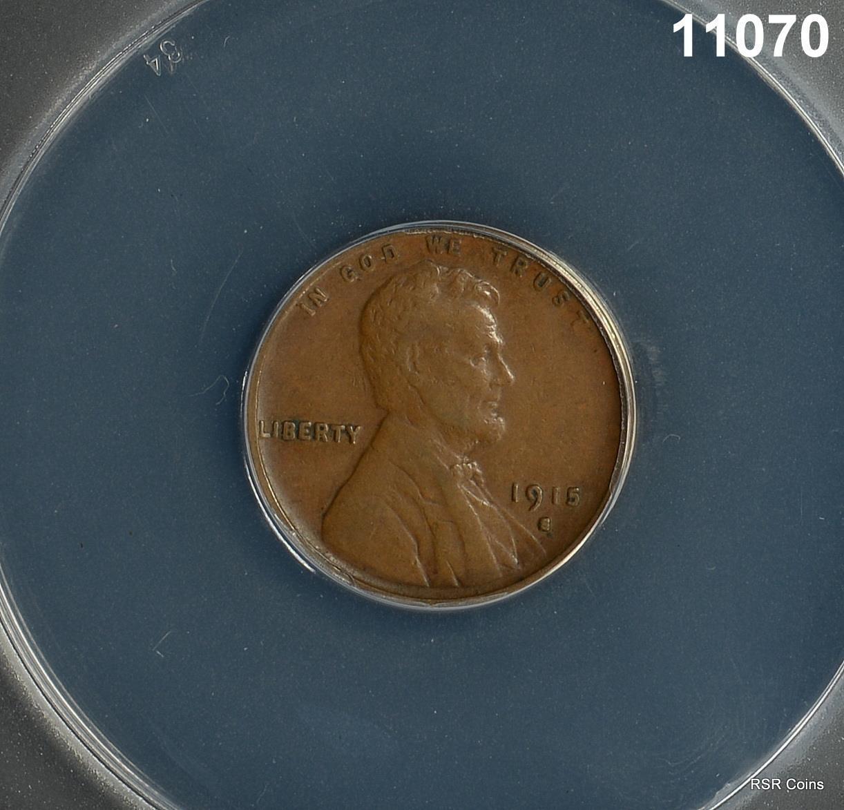 1915 S LINCOLN CENT ANACS CERTIFIED VF20 #11070