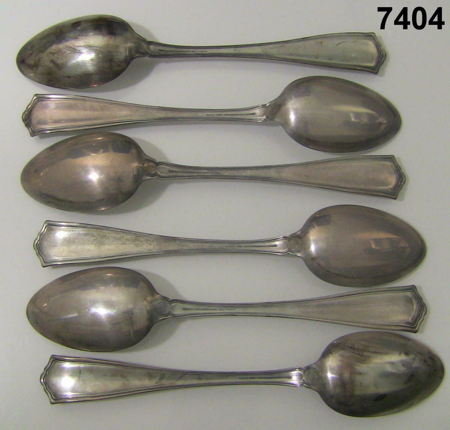 16.50 TROY OZ WINTROP BY TIFFANY CO STERLING SILVER SPOONS (6) MONOGRAM H #7404