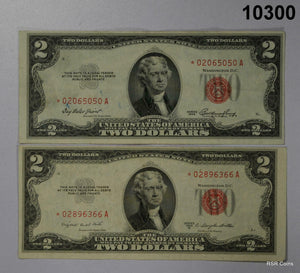 1953 & 1953 B $2 US NOTES STAR * RED SEAL XF-AU! #10300