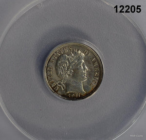 1911 BARBER DIME ANACS CERTIFIED AU 58 CLEANED #12205