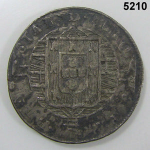 1820 B BRAZIL 960 REIS SILVER COIN STRUCK ON 1916 8 REALS AU #5210