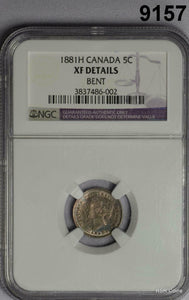 1881 H CANADA 5 CENT SCARCE NGC CERTIFIED XF DETAILS BENT #9157