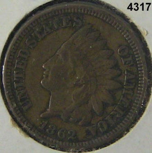 1862 INDIAN CENT COPPER- NICKEL VERY FINE ++ #4317