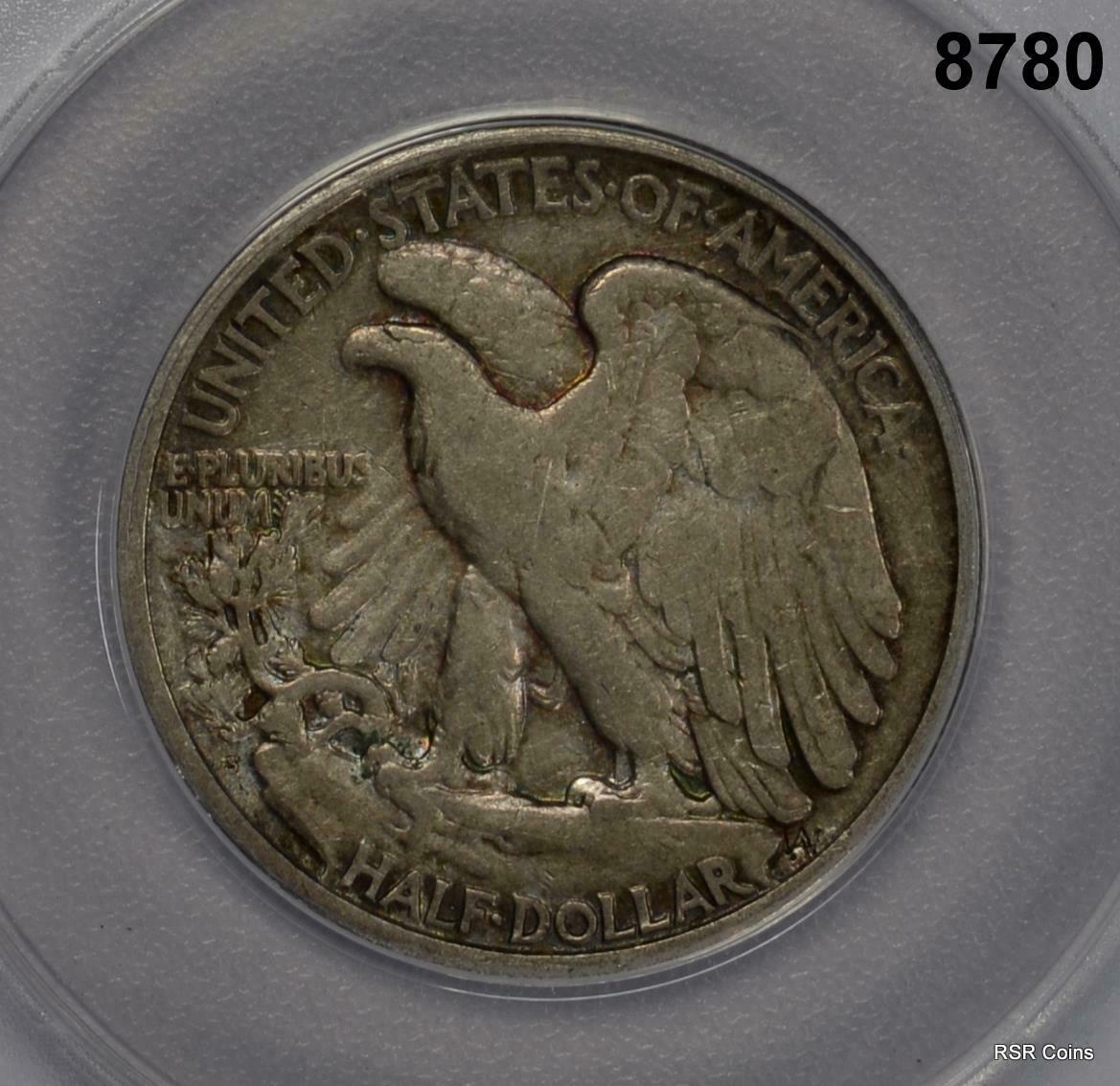 1920 S WALKING LIBERTY HALF DOLLAR ANACS CERTIFIED VF25 CORRODED CLEANED #8780