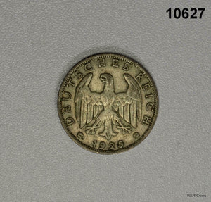 1925 A GERMANY WEIMAR REPUBLIC 1 REICHMARK SILVER #10627