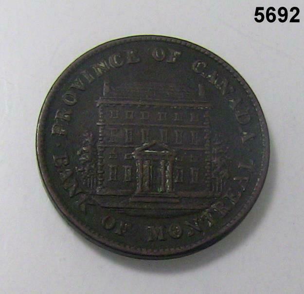 1844 PROVINCE BANK OF MONTREAL HALF PENNY TOKEN #5692