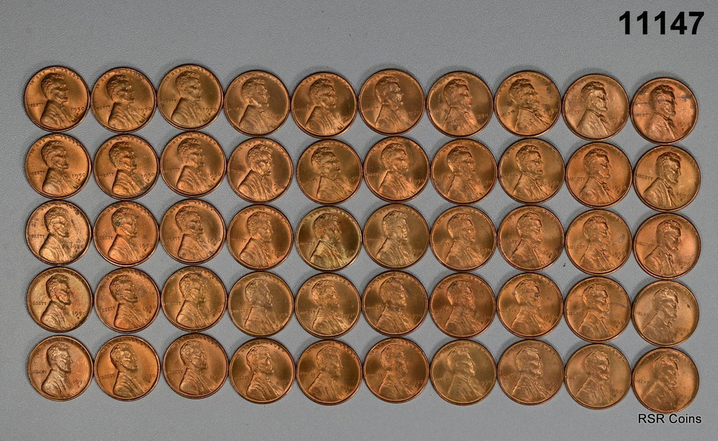 CHOICE BU 1950 S ROLL 50 COINS LINCOLN CENTS WOW! #11147
