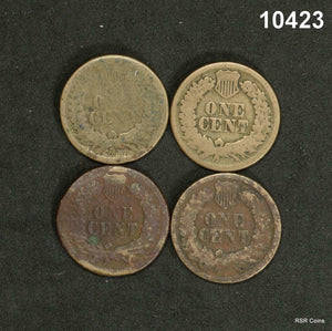 INDIAN HEAD CENTS: (2) 1860 C/N GOOD (2) 1863 C/N G-F CORRODED #10423