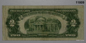 1928 G $2 US NOTE RED SEAL FINE #11809