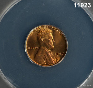 1947 LINCOLN CENT ANACS CERTIFIED MS66 RB LOOKS FULL RED! #11923