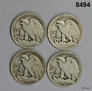 LOT OF 4 WALKING LIBERTY HALVES EARLY DATES: 1920, 17, 18, 18S GOOD-VG #8494