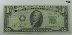 1950 C FEDERAL $10.00 RESERVE STAR NOTE REPLACEMENT VF #7539