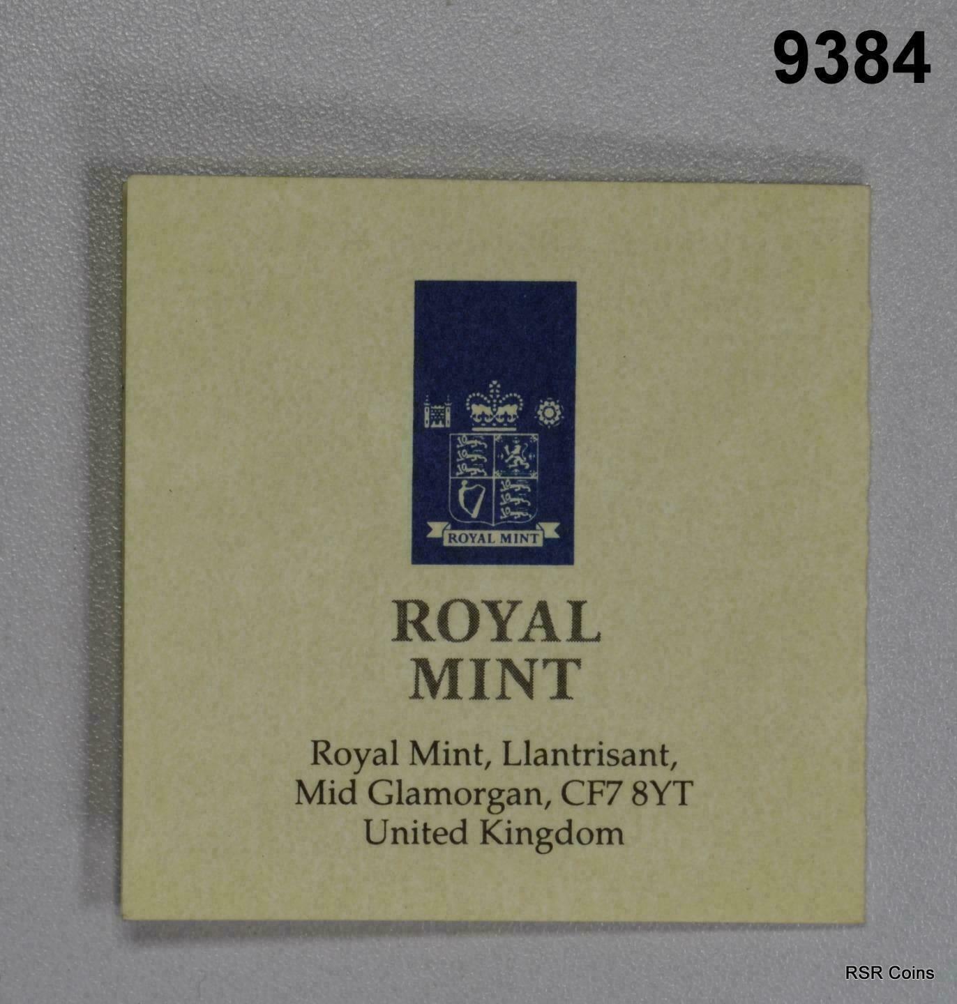 1992- 1993 ROYAL MINT 50 PENCE STERLING SILVER PROOF BOX & COA #9384