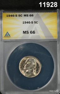 1946 S JEFFERSON NICKEL PL SURFACES ANACS CERTIFIED MS66 FLASHY! #11928